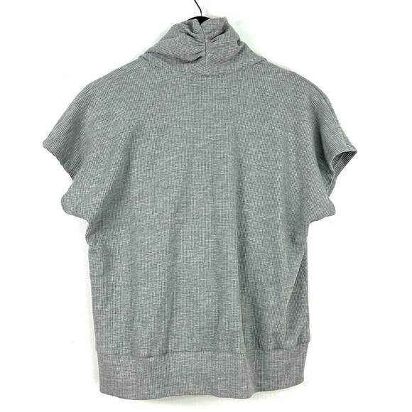 Doe & Rae Womens Size L Gray Open Wrap Top Cap Sleeves Jersey Comfort Shawl Neck - Picture 4 of 12